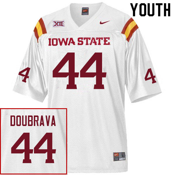 Youth #44 Mason DouBrava Iowa State Cyclones College Football Jerseys Sale-White - Click Image to Close
